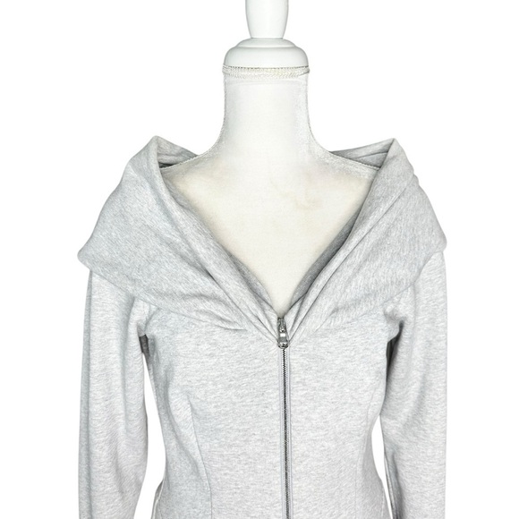 MOSCHINO COUTURE gray zip up flare mini sweatshirt dress US10/FR40 - Picture 3 of 14